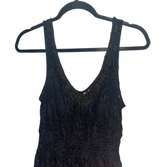 Free People Black Lace Tank Dress w/Beaded Neckline Size M NWT - Picture 4 of 13